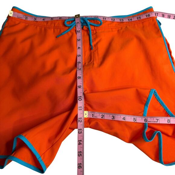Men's Original Penguin Orange Board Shorts Mesh Lined Surf Swimwear Trunks sz 34 - Picture 5 of 5